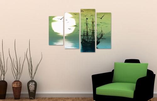 Wall art set in green and blue