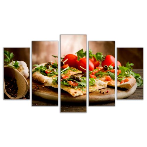 0489 Wall art decoration (set of 5 pieces) Vegetarian pizza