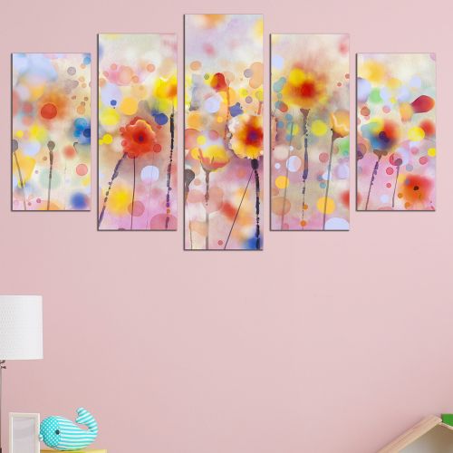 0709 Wall art decoration (set of 5 pieces) Abstract flowers