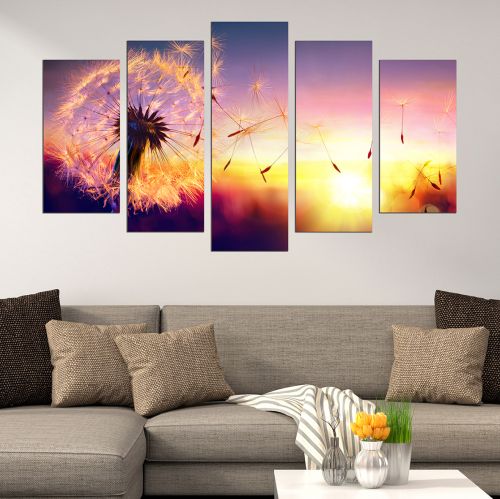 0443 Wall art decoration (set of 5 pieces) Levender