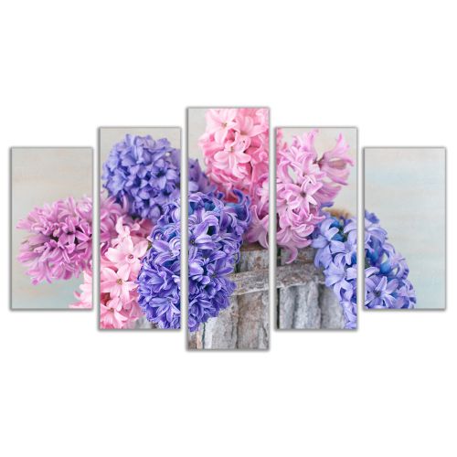 0527 Wall art decoration (set of 5 pieces) Spring flowers