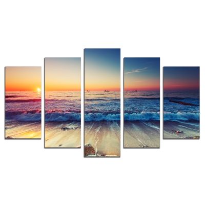 0531 Wall art decoration (set of 5 pieces) On the beach