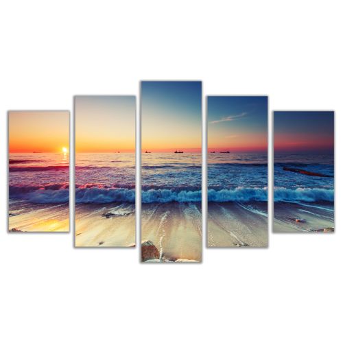 0531 Wall art decoration (set of 5 pieces) On the beach