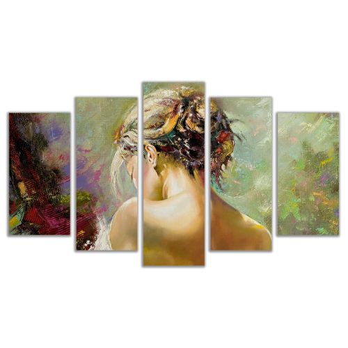 0545 Wall art decoration (set of 5 pieces) Beautiful girl