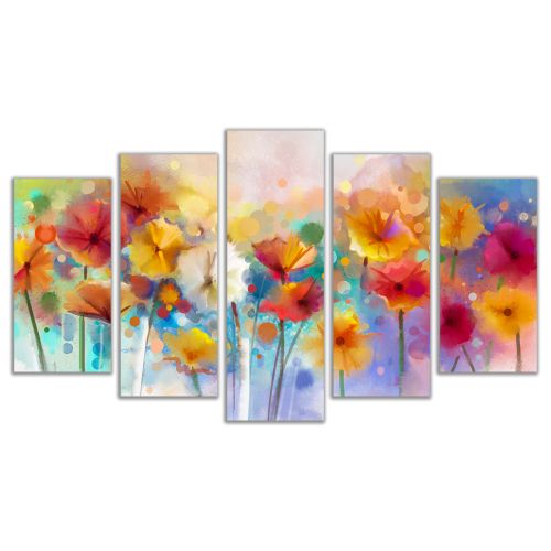 0550 Wall art decoration (set of 5 pieces) Abstract flowers