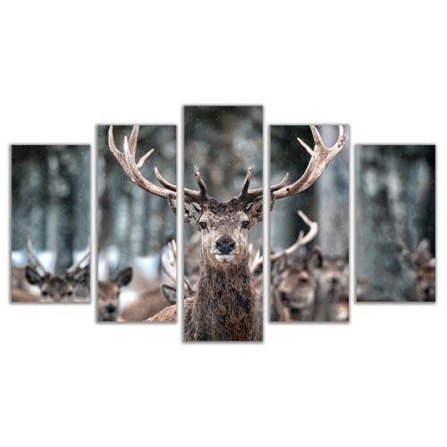 0579 Wall art decoration (set of 5 pieces) Deer