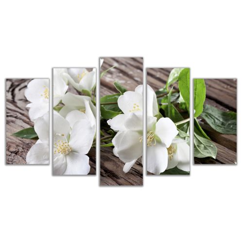 0589 Wall art decoration (set of 5 pieces) Jasmine flowers