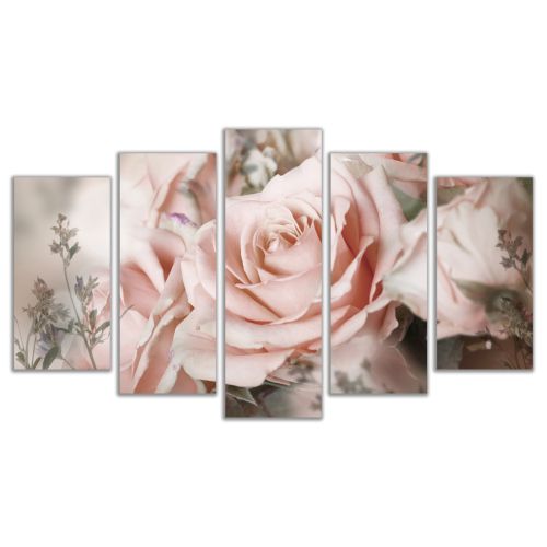 0605 Wall art decoration (set of 5 pieces) Vintage rose