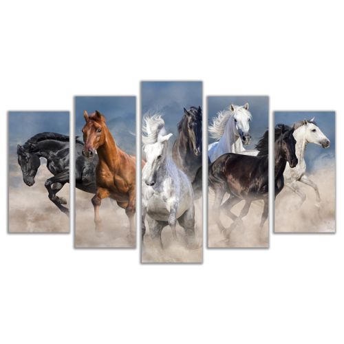 0617 Wall art decoration (set of 5 pieces) Wild horses