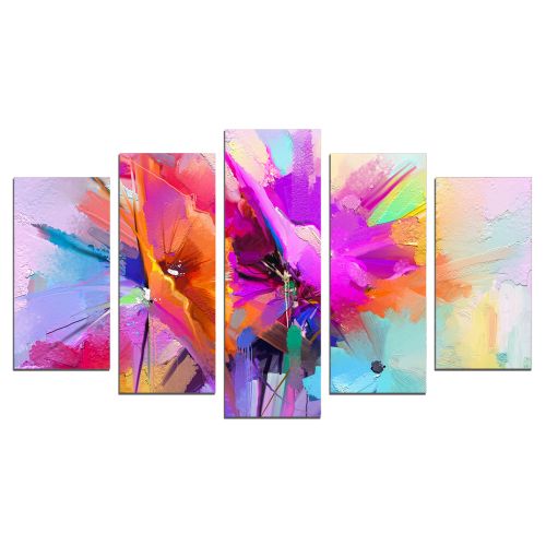 0667 Wall art decoration (set of 5 pieces) Abstract flowers