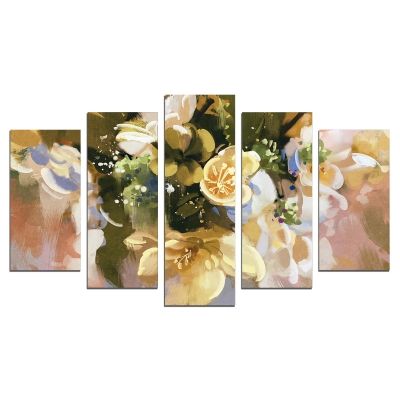 0672 Картина-пано от 5 части Абстрактни цветя