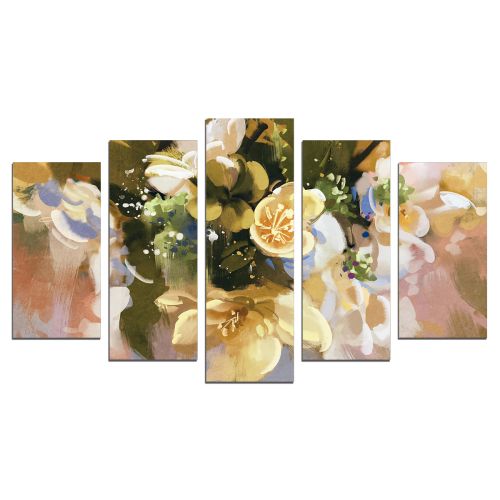 0672 Wall art decoration (set of 5 pieces) Abstract flowers