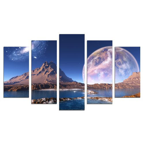 0675 Wall art decoration (set of 5 pieces) Fantastic mountain landscape