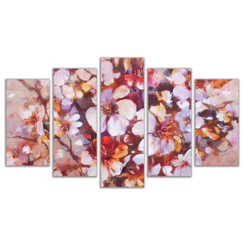 0298 Wall art decoration (set of 5 pieces) Almonds blossom