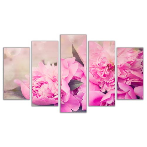 0512 Wall art decoration (set of 5 pieces) Peonies