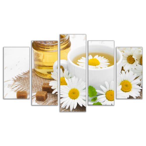 0555 Wall art decoration (set of 5 pieces)  Chamomile tea