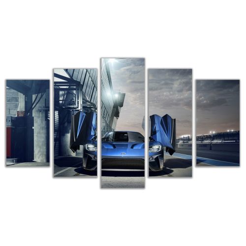 0634 Wall art decoration (set of 5 pieces) Blue car