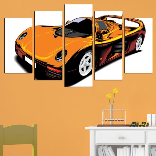 Blue car canvas art for kids room boy