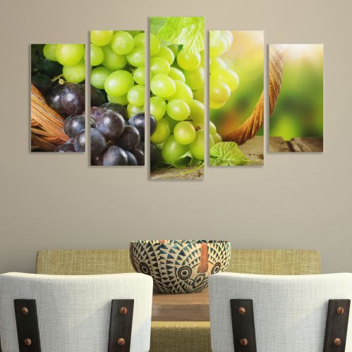 0107 Wall art decoration (set of 5 pieces) Grapes