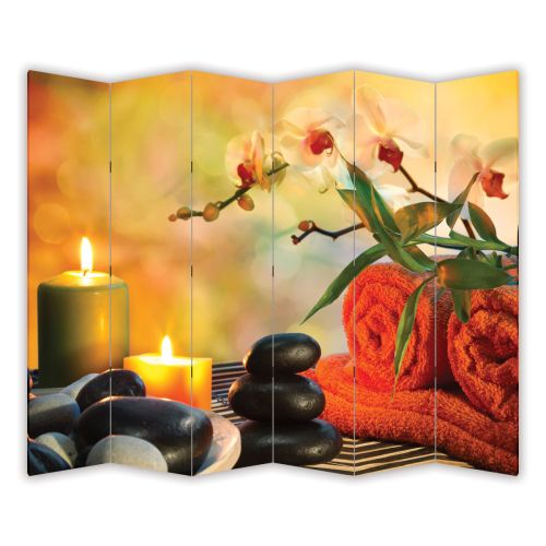 P0596 Decorative Screen Zen composition in orange (3,4,5 or 6 panels)