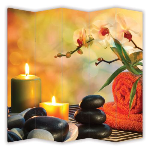 P0596 Decorative Screen Zen composition in orange (3,4,5 or 6 panels)