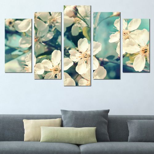 canvas wall art with blooming branch