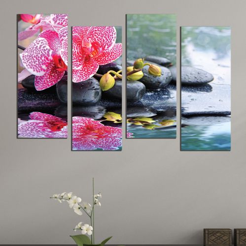 0728  Wall art decoration (set of 4 pieces) Zen composition