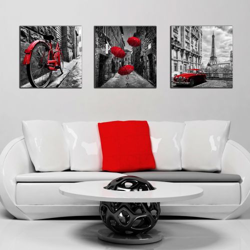 0733 Wall art decoration (set of 3 pieces)  Paris - cityscape