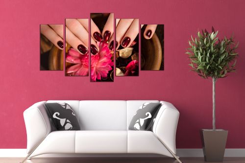 beauty salon canvas art with girl with spa manicure