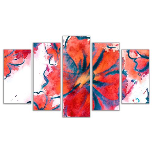 0472 Wall art decoration (set of 5 pieces) Abstract flowers