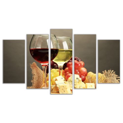 0479 Wall art decoration (set of 5 pieces) Red and white wine