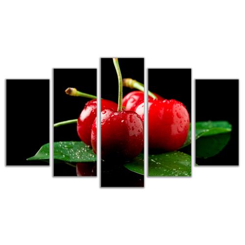 0496 Wall art decoration (set of 5 pieces) Cherries