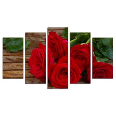 0505 Картина-пано от 5 части Червени рози