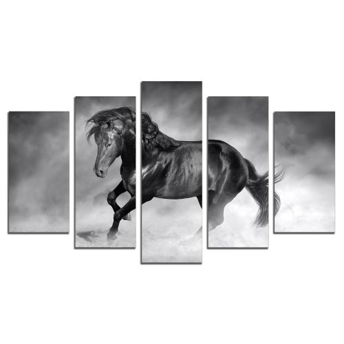 Black horse canvas art wall decoration set 5 pieces