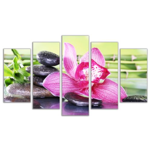 0507 Wall art decoration (set of 5 pieces) Composition with orchid