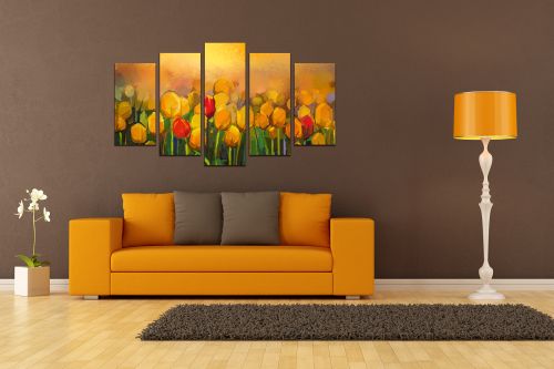 Canvas wall art set for bedroom Art yellow tulips