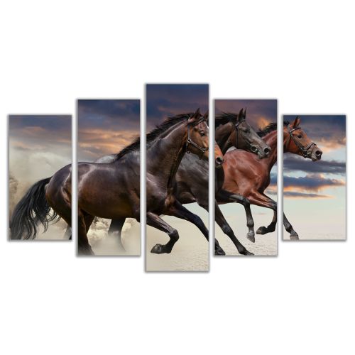 0526 Wall art decoration (set of 5 pieces) Wild horses