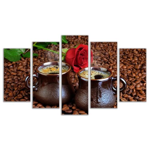 0529 Wall art decoration (set of 5 pieces) Aroma of coffee and roses