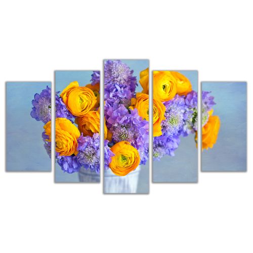 0546 Wall art decoration (set of 5 pieces) Colorful  bouquet