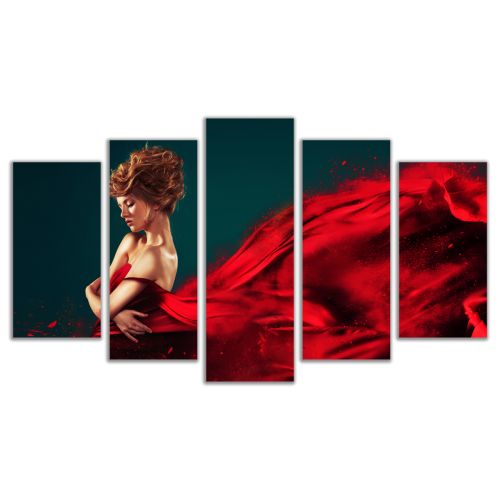 0562 Wall art decoration (set of 5 pieces) Red dress