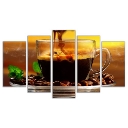 0569 Wall art decoration (set of 5 pieces) Aromatic coffee