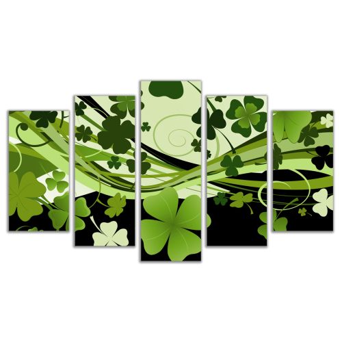 0598 Wall art decoration (set of 5 pieces) Clovers for luck