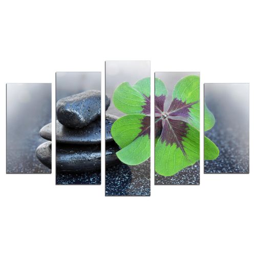 0673 Wall art decoration (set of 5 pieces) Four leaf clover