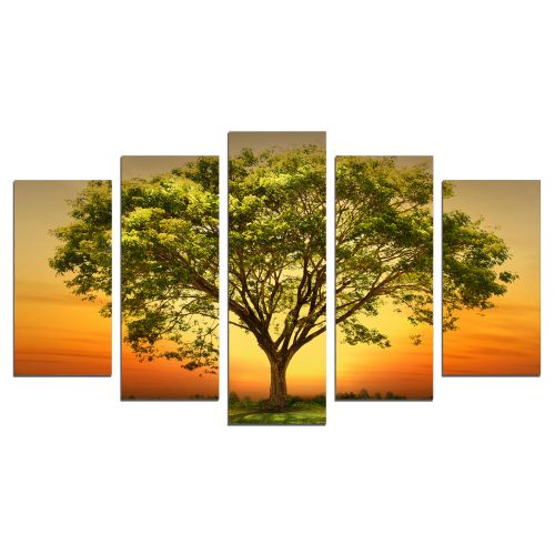 0677 Wall art decoration (set of 5 pieces) Landscape beautiful tree