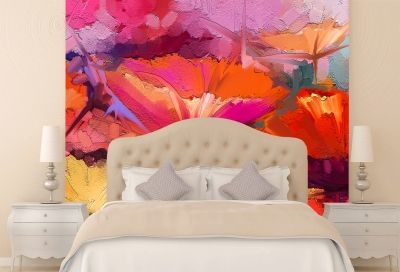  Абстракни цветя в ярки цветове Фототапет за спалня и всекидневна