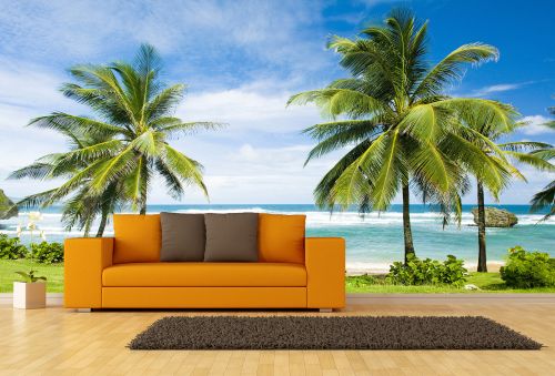 T0661 Wallpaper Beautiful beach with palms