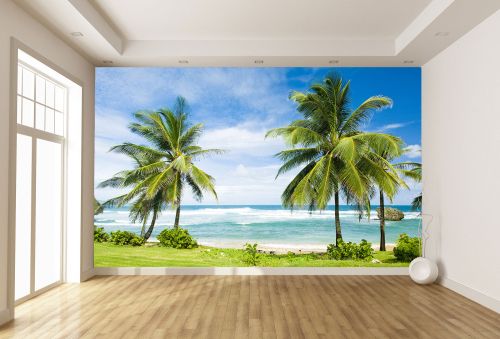 T0661 Wallpaper Beautiful beach with palms