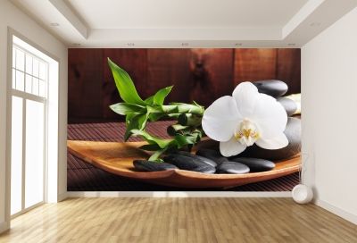 T0117 Фототапет СПА - бяла орхидея