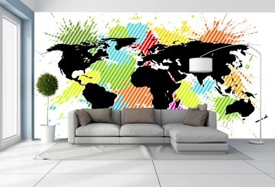 Фототапет за офис Абстрактна цветна карта на света
