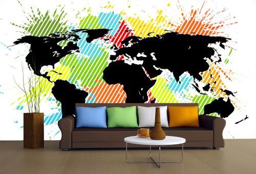 T0729 Wallpaper Abstract color map of the world